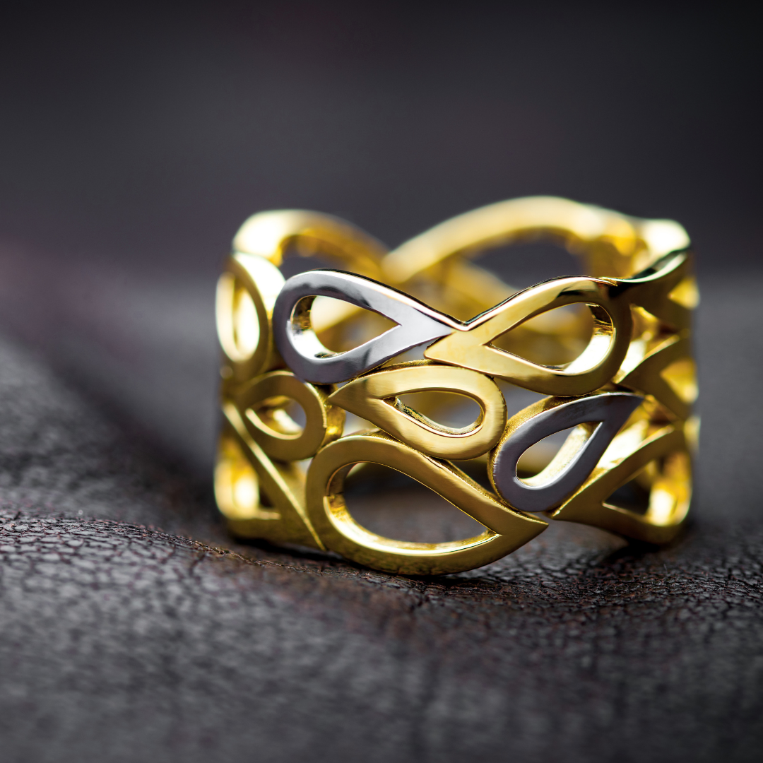 Luxe Gold-Tone Stainless Steel Copper Ring - Image 2